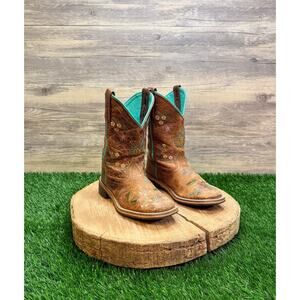 Smoky Mountain Youth - Size 13R - Tan/Blue Floral Square Toe Cowboy Boors 3841C